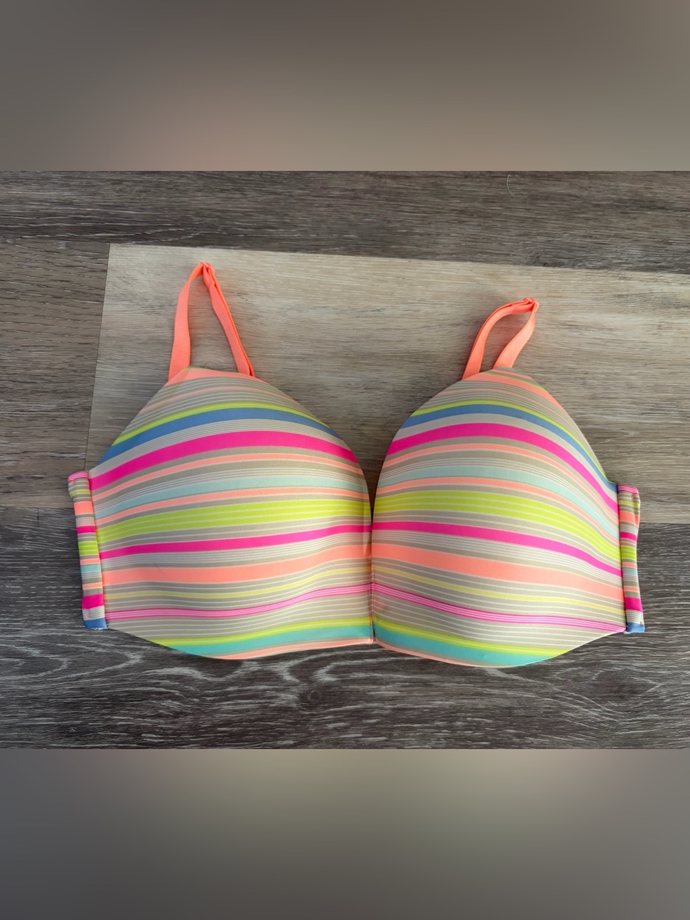 Striped Victoria’s Secret Neon Multicolor Bikini Top